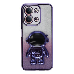 For Xiaomi Redmi 15C 4G (Global) (171mm) / Poco C85 4G (171mm) Case with Astronaut Kickstand PC + TPU Phone Cover Shiny Glitter - Purple