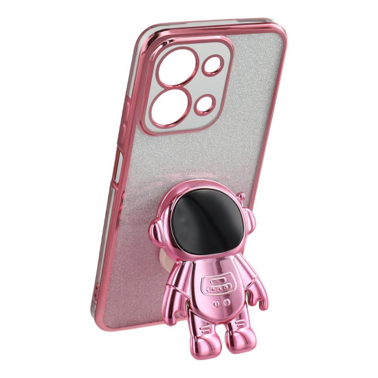 For Xiaomi Redmi 15C 4G (Global) (171mm) / Poco C85 4G (171mm) Case with Astronaut Kickstand PC + TPU Phone Cover Shiny Glitter - Pink XIAOMI Cases Mobile