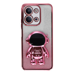 Phone Case For Xiaomi Redmi 15C 4G (EU) (173mm) / 15C 5G (EU) (173mm) / Poco C85 4G (173mm) PC + TPU Cover with Astronaut Kickstand Shiny Glitter - Pink