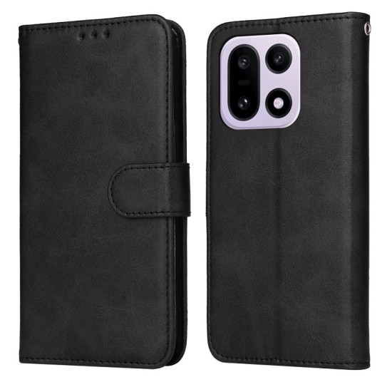 For OnePlus 15 5G Case Wallet PU Leather Folio Flip Phone Cover - Black OnePlus Mobile Cases