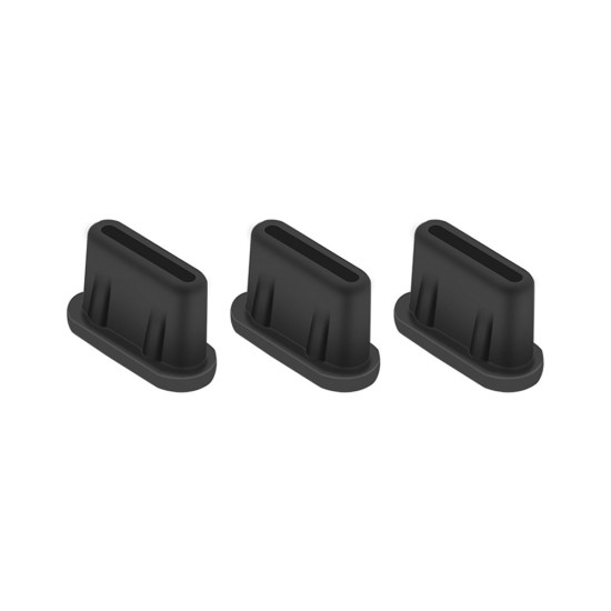 EWB9372 3Pcs Dust Plug for DJI Mini 3 Pro Drone Remote Controller Interface Silicone Waterproof Type-C Port Plugs - Black Repair Tools