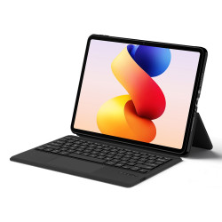 For Xiaomi Redmi Pad 2 Pro Leather Case + Touchpad Bluetooth-Compatible Keyboard with Backlit