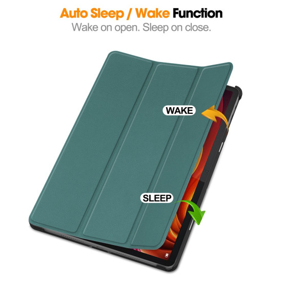 For Lenovo Tab K11 Plus Shockproof Case Leather Stand Tablet Cover - Blackish Green Lenovo Cases Mobile Tablet