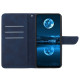 HT05 For Samsung Galaxy S24 Ultra Case Imprinted PU Leather Viewing Stand Phone Cover - Blue Samsung Cases Mobile