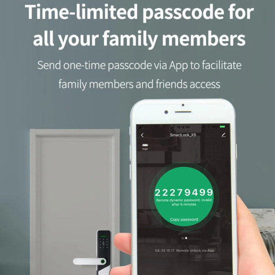 A1 Tuya WiFi Fingerprint Smart Door Lock Dynamic Passwords NFC Electronic Lock (Χωρίς Μπαταρία) - Μαύρο Gadgets - Παιχνίδια - Hobby