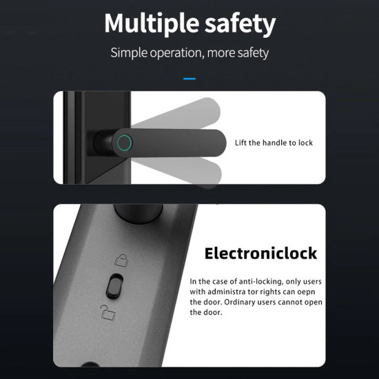 A1 Tuya WiFi Fingerprint Smart Door Lock Dynamic Passwords NFC Electronic Lock (Χωρίς Μπαταρία) - Μαύρο Gadgets - Παιχνίδια - Hobby