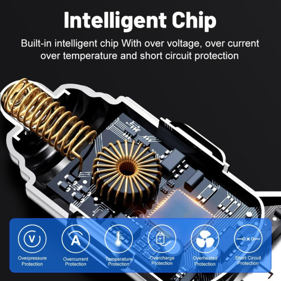 Φορτιστής Αυτοκινήτου Υψηλής Ταχύτητας 100W 6-Port PD QC3.0 με Voltage Display - Μαύρο Καλώδια Αντάπτορες και Φορτιστές