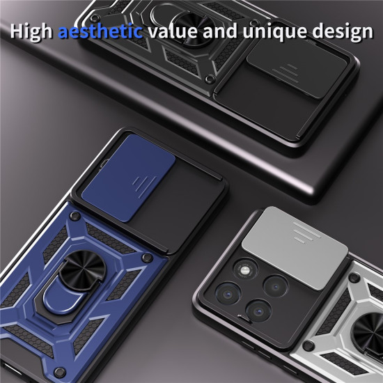 Υβριδική Θήκη με Πορτάκι Κάμερας και Δαχτυλίδι Κρατήματος για Motorola Moto G86 Power 5G - Σκούρο Μπλε Motorola Θήκες Κινητών