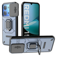 Υβριδική Θήκη με Πορτάκι Κάμερας και Δαχτυλίδι Κρατήματος για Xiaomi Redmi 15C 4G (171mm)  /  Poco C85 4G - Μπλε του Γραφίτη