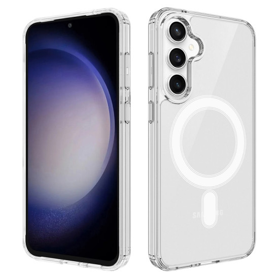 Θήκη Σιλικόνης TPU με Διάφανη Σκληρή Πλάτη και MagSafe για Samsung Galaxy S25 FE - Διάφανο Samsung Θήκες Κινητών