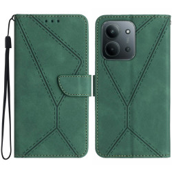 Θήκη Πορτοφόλι με Βάση Στήριξης Σχέδιο Γραμμές για Xiaomi Redmi 15C (173mm, 6.9") - Σκούρο Πράσινο