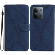 For Xiaomi Redmi 15C 5G (EU) (173mm) / 15C 4G (EU) (173mm) Case Skin Touch Lines Imprinted PU Leather Flip Phone Cover - Blue