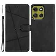 Θήκη Πορτοφόλι με Βάση Στήριξης Σχέδιο Γραμμές για Motorola Moto G86 5G - Μαύρο