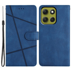 Θήκη Πορτοφόλι με Βάση Στήριξης Σχέδιο Γραμμές για Motorola Moto G86 5G - Μπλε