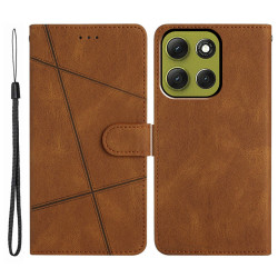 Θήκη Πορτοφόλι με Βάση Στήριξης Σχέδιο Γραμμές για Motorola Moto G86 5G - Καφέ