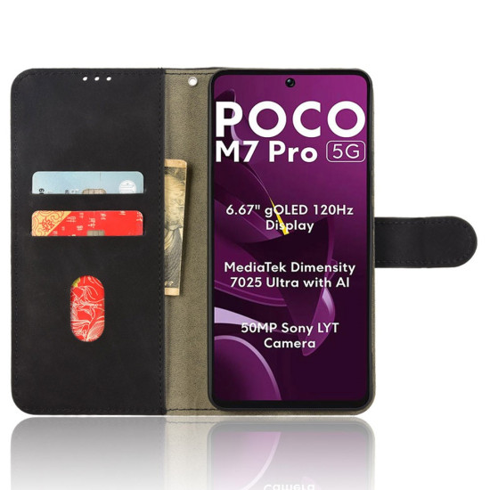 Tender Θήκη Πορτοφόλι με Βάση Στήριξης για Xiaomi Poco M7 Pro 5G - Μαύρο XIAOMI Θήκες Κινητών