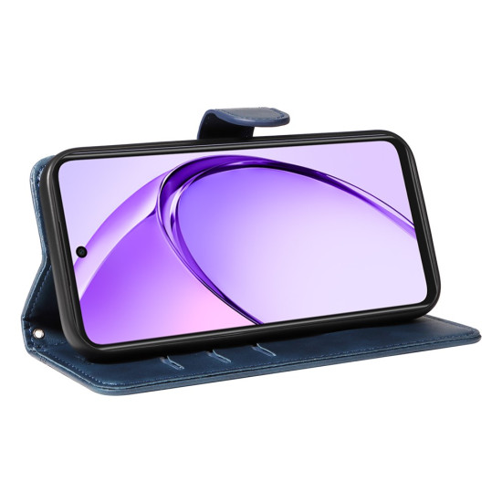 For Oppo A5x 5G / A3x 4G / 5G (India) / A3 4G / 5G / A60 5G / A40 4G / A40M 4G Case Flip Wallet T-Shape Lines Leather Phone Cover - Blue Oppo Realme Cases Mobile