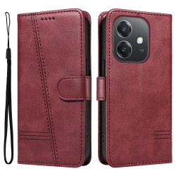 Θήκη Πορτοφόλι με Βάση Στήριξης Σχέδιο Γραμμές για Oppo A60 5G / A40 / A40m / A5x / A3x - Κόκκινο του Κρασιού