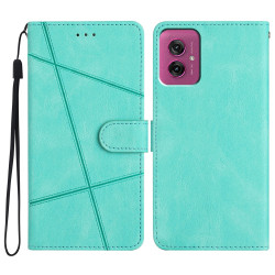 Θήκη Πορτοφόλι με Βάση Στήριξης Σχέδιο Γραμμές για Motorola Moto G55 5G - Πράσινο