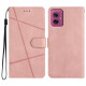 Θήκη Πορτοφόλι με Βάση Στήριξης Σχέδιο Γραμμές για Motorola Moto G55 5G - Ροζέ Χρυσαφί Motorola Θήκες Κινητών