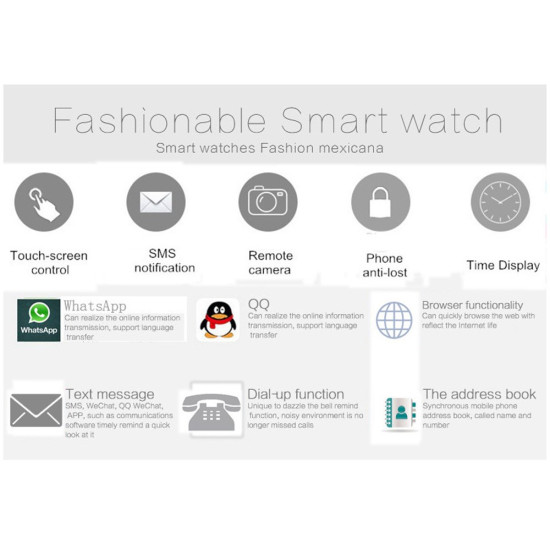 Smart Ρολόι Καρπού με Bluetooth, Pedometer, Sim, Camera - Μαύρο/Ασημί Gadgets - Παιχνίδια - Hobby