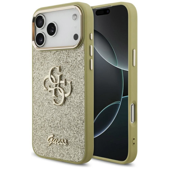 Guess Big Metal Logo 4G Fixed Glitter Case for iPhone 17 Pro - Gold (GUHCP17XHG4SGCD) Apple Cases Mobile