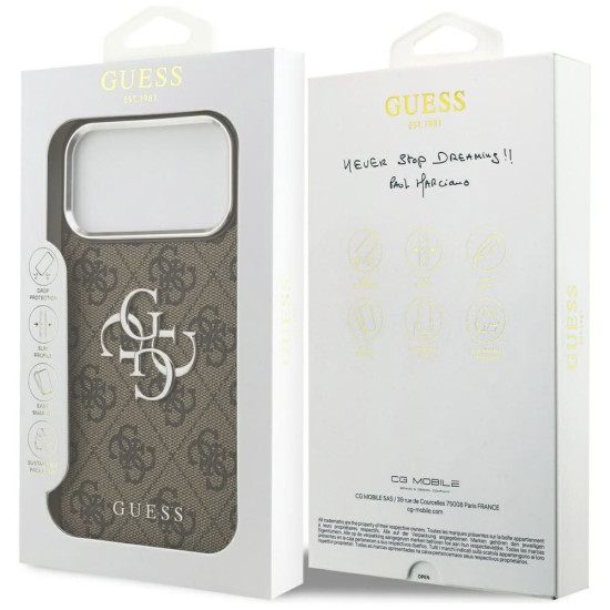 Guess Big Metal Logo 4G Case for iPhone 17 Pro - Brown (GUHCP17XP4G4SMCW) Apple Cases Mobile