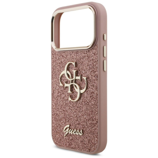 Guess Big Metal Logo 4G Fixed Glitter Case for iPhone 17 Pro - Pink (GUHCP17LHG4SGCP) Apple Cases Mobile