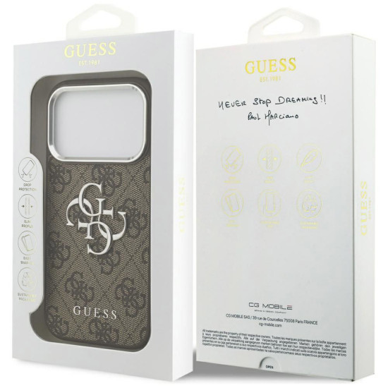 Guess Big Metal Logo 4G Case for iPhone 17 Pro - Brown (GUHCP17LP4G4SMCW) Apple Cases Mobile