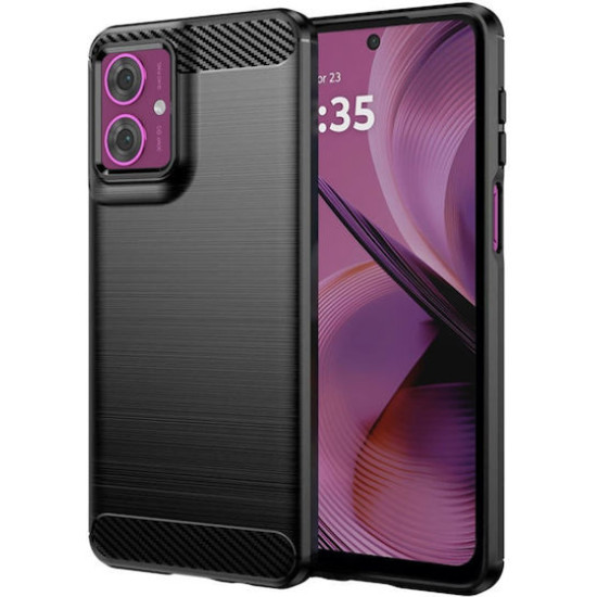 For Motorola Moto G55 5G Case Carbon Fiber Texture TPU Brushed Phone Cover - Black Motorola Cases Mobile