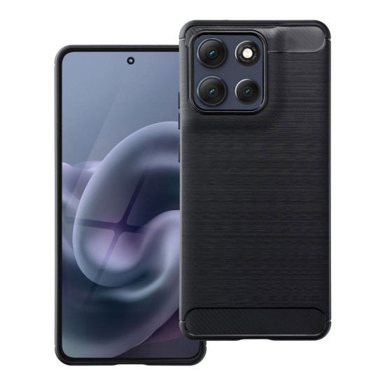For Motorola Moto G86 5G Case Carbon Fiber Texture TPU Brushed Phone Cover - Black Motorola Cases Mobile