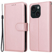 Θήκη Πορτοφόλι με Βάση Στήριξης (Όψη Δέρματος) για iPhone 15 - Ροζέ Χρυσαφί