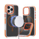 For iPhone 17 Pro Max Clear Phone Case Compatible with MagSafe TPU+Acrylic Back Cover Fiber - Orange Apple Cases Mobile