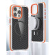 For iPhone 17 Pro Max Clear Phone Case Compatible with MagSafe TPU+Acrylic Back Cover Fiber - Orange Apple Cases Mobile