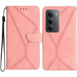 For Xiaomi Redmi 15 4G (EU) (171mm) Case Skin Touch Lines Imprinted PU Leather Flip Phone Cover - Pink For Xiaomi Redmi 15 4G (EU) (171mm) Case Skin Touch Lines Imprinted PU Leather Flip Phone Cover - Pink