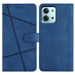 For Xiaomi Redmi 15C 4G (Global) (171mm) / Poco C85 4G Wallet Case Line Imprinted Skin-Touch Leather Flip Phone Cover - Blue For Xiaomi Redmi 15C 4G (Global) (171mm) / Poco C85 4G Wallet Case Line Imprinted Skin-Touch Leather Flip Phone Cover - Blue