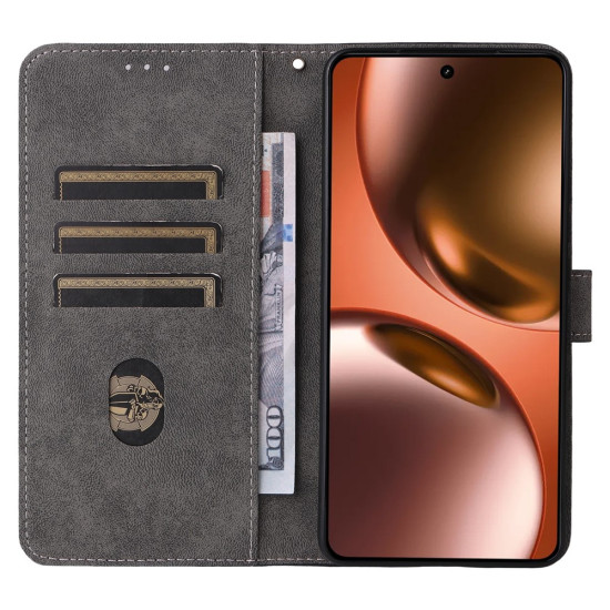 For Realme GT 7 5G Case Wallet RFID Blocking PU Leather Phone Cover Stand with Strap - Black Oppo Realme Cases Mobile