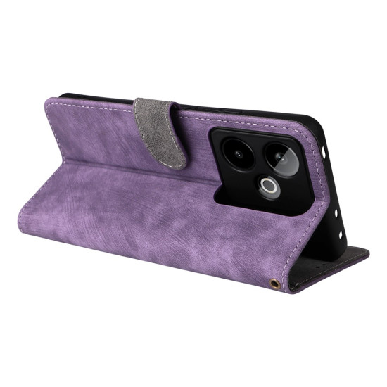 For Realme GT 7 5G Case Wallet RFID Blocking PU Leather Phone Cover Stand with Strap - Purple Oppo Realme Cases Mobile