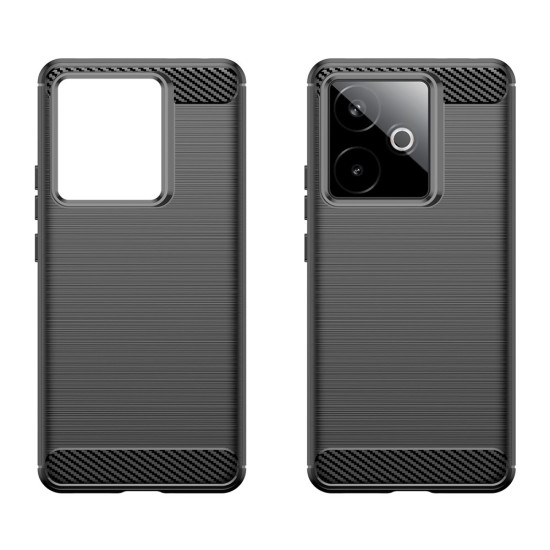 For Realme GT 7 5G / 7T 5G Case Protective Phone Cover Carbon Fiber Texture Brushed - Black Oppo Realme Cases Mobile