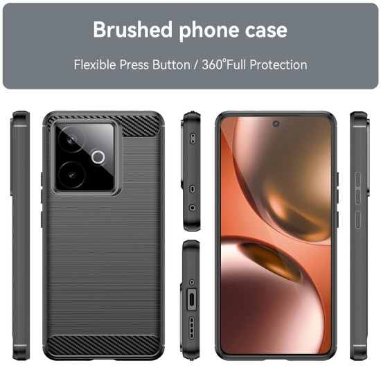 For Realme GT 7 5G / 7T 5G Case Protective Phone Cover Carbon Fiber Texture Brushed - Black Oppo Realme Cases Mobile