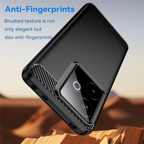 For Realme GT 7 5G / 7T 5G Case Protective Phone Cover Carbon Fiber Texture Brushed - Black Oppo Realme Cases Mobile