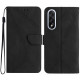 For OnePlus Nord 5 5G Case Skin Touch Lines Imprinted PU Leather Flip Phone Cover - Black OnePlus Mobile Cases