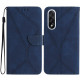 For OnePlus Nord 5 5G Case Skin Touch Lines Imprinted PU Leather Flip Phone Cover - Blue OnePlus Mobile Cases