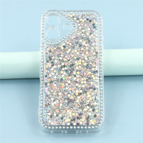 Θήκη Σιλικόνης TPU με Γκλίτερ για iPhone 17 - Ασημί Apple Θήκες Κινητών