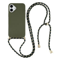 Θήκη Σιλικόνης TPU με Κορδόνι Λαιμού για iPhone 17 - Πράσινο του Στρατού