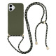 For iPhone 17 Case Biodegradable Wheat Straw + TPU Eco-Friendly Phone Cover with Lanyard - Army Green Apple Cases Mobile