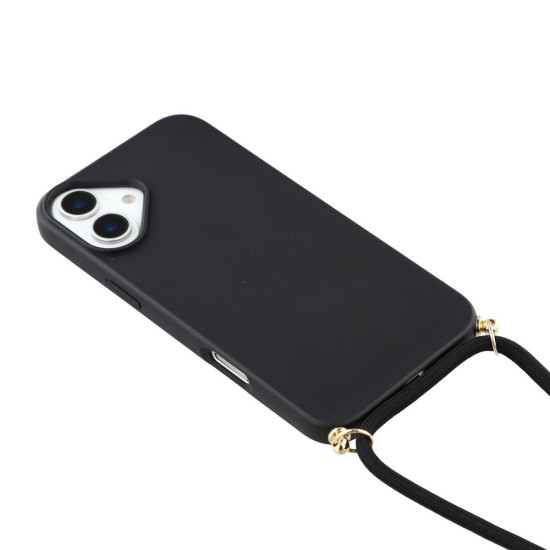 Θήκη Σιλικόνης TPU με Κορδόνι Λαιμού για iPhone 17 - Μαύρο Apple Θήκες Κινητών