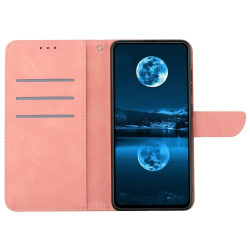 For iPhone 17 Case Skin Touch Lines Imprinted PU Leather Flip Phone Cover - Pink For iPhone 17 Case Skin Touch Lines Imprinted PU Leather Flip Phone Cover - Pink