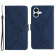 For iPhone 17 Case Skin Touch Lines Imprinted PU Leather Flip Phone Cover - Blue Apple Cases Mobile