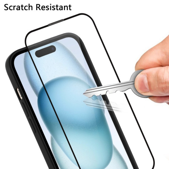For iPhone 17 Air Case with Tempered Glass WANLONFENG LS Series Brushed Texture TPU Phone Cover - Black Apple Cases Mobile
